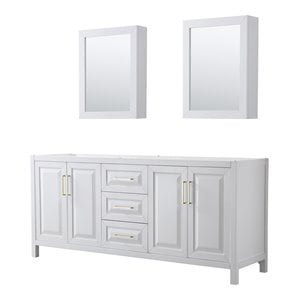 Pemberly Row 80&quot No-Sink Wood Double Bathroom Vanity in White/Gold
