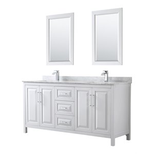 Pemberly Row 72&quot Square Sinks Wood Double Bathroom Vanity in White