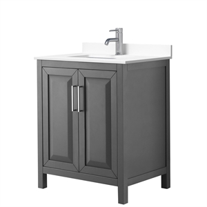 Pemberly Row 30&quot Wood Single Bathroom Vanity in Dark Gray/Chrome