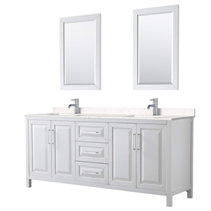 Pemberly Row 80&quot Light-Vein Wood Double Bathroom Vanity in White
