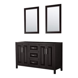 Pemberly Row 60&quot No Sink Wood Double Bathroom Vanity in Espresso