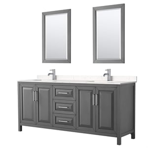Pemberly Row 80&quot Light-Vein Wood Double Bathroom Vanity in Gray