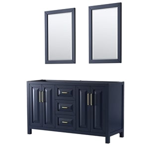 Pemberly Row 60&quot No Sink Wood Double Bathroom Vanity in Blue/Gold