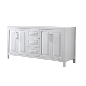 Pemberly Row 72&quot No-Sink Wood Double Bathroom Vanity in Chrome/White