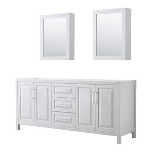 Pemberly Row 80&quot No-Sink Wood Double Bathroom Vanity in White/Chrome