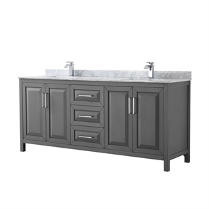 Pemberly Row 80&quot No-Mirror Wood Double Bathroom Vanity in Dark Gray