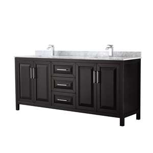 Pemberly Row 80&quot No Mirror Wood Double Bathroom Vanity in Espresso