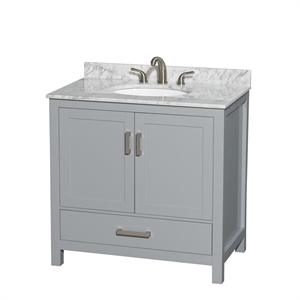 Pemberly Row 36&quot Metal Single Bathroom Vanity in Gray/Chrome
