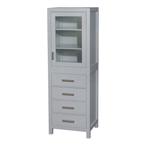 Pemberly Row Transitional 24&quot 4-drawer Wood Linen Tower in Gray/Chrome