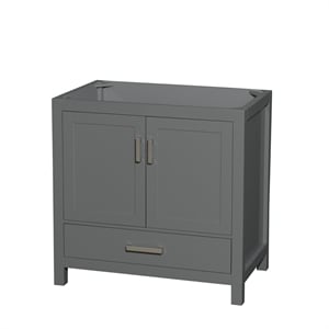 Pemberly Row Transitional 35&quot Wood Single Bathroom Vanity in Dark Gray