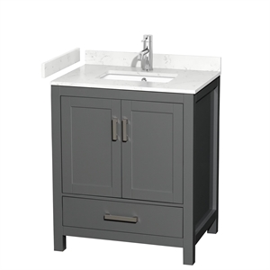 Pemberly Row 30&quot Wood Single Bathroom Vanity in Chrome/Dark Gray