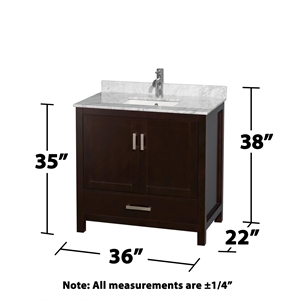 Pemberly Row 36&quot Metal Single Bathroom Vanity in Chrome/Espresso