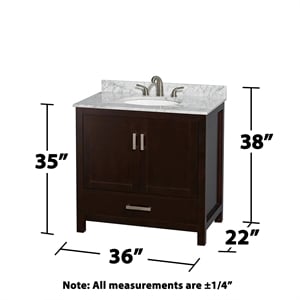 Pemberly Row 36&quot Wood Single Bathroom Vanity in Chrome/Espresso
