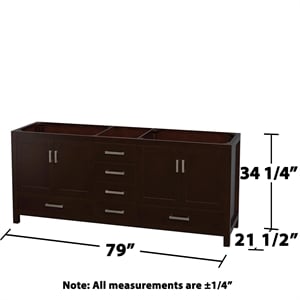 Pemberly Row 79&quot Mirror Wood Double Bathroom Vanity in Espresso