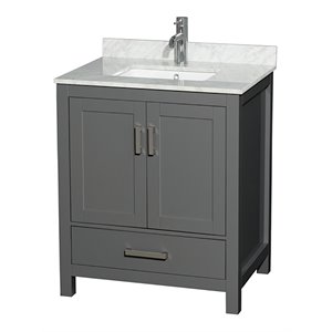 Pemberly Row 30&quot Solid Wood Single Bathroom Vanity in Dark Gray