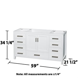 Pemberly Row 59&quot Cabinet Wood Single Bathroom Vanity in White