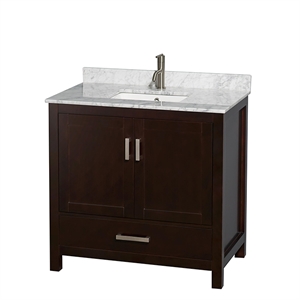 Pemberly Row 36&quot Metal & Wood Single Bathroom Vanity in Espresso