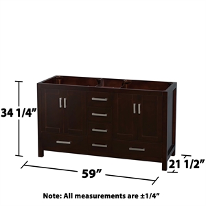 Pemberly Row 59&quot Mirror Wood Double Bathroom Vanity in Espresso