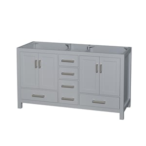 Pemberly Row 59&quot No Mirror Wood Double Bathroom Vanity in Gray
