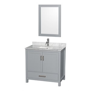 Pemberly Row 36&quot Metal Single Bathroom Vanity in Chrome/Gray