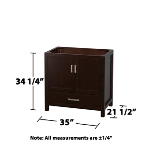 Pemberly Row 35&quot No-Sink Wood Single Bathroom Vanity in Espresso
