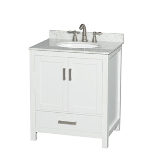Pemberly Row 30&quot No Mirror Wood Single Bathroom Vanity in White