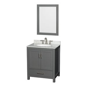 Pemberly Row 30&quot Wood Single Bathroom Vanity in Dark Gray/White