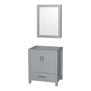 Pemberly Row 29&quot Cabinet Wood Single Bathroom Vanity in Gray