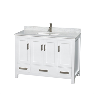 Pemberly Row 48&quot Marble Single Bathroom Vanity in Chrome/White