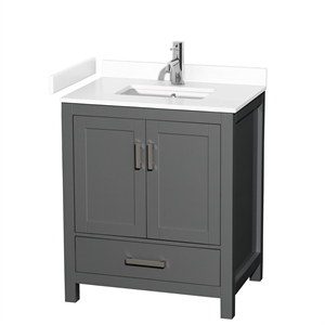 Pemberly Row Transitional 30&quot Wood Single Bathroom Vanity in Gray