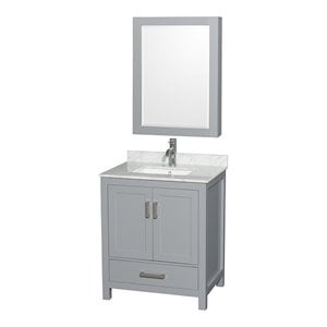 Pemberly Row 30&quot Cabinet Wood Single Bathroom Vanity in Gray