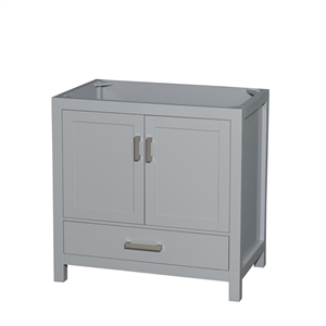 Pemberly Row Transitional 35&quot Wood Single Bathroom Vanity in Gray