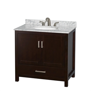Pemberly Row 36&quot Metal Single Bathroom Vanity in Espresso/Chrome