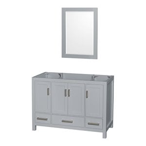 Pemberly Row Transitional 47&quot Mirror Wood Single Bathroom Vanity in Gray