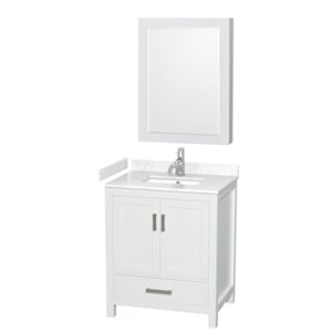 Pemberly Row 30&quot Wood Single Bathroom Vanity in White/Chrome