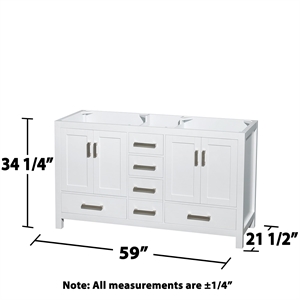 Pemberly Row 59&quot Mirror Wood Double Bathroom Vanity in White