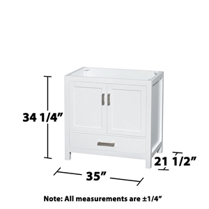 Pemberly Row 35&quot No Sink Wood Single Bathroom Vanity in White