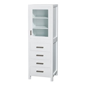 Pemberly Row Transitional 24&quot 4-drawer Wood Linen Tower in White/Chrome