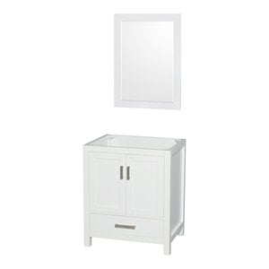 Pemberly Row 29&quot Mirror Wood Single Bathroom Vanity in White