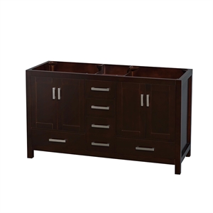 Pemberly Row 59&quot Solid Wood Double Bathroom Vanity in Espresso