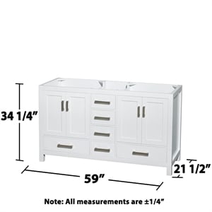 Pemberly Row 59&quot Cabinets Wood Double Bathroom Vanity in White