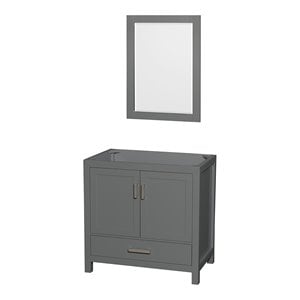 Pemberly Row 35&quot Solid Wood Single Bathroom Vanity in Dark Gray