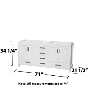 Pemberly Row 71&quot Mirror Wood Double Bathroom Vanity in White