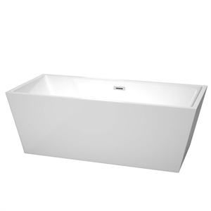 Pemberly Row 67&quot Acrylic Freestanding Bathtub in White/Chrome