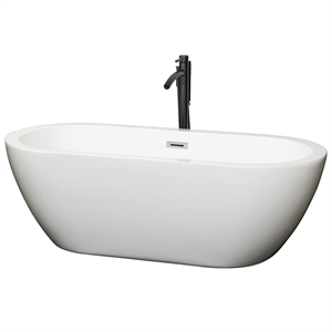 Pemberly Row 68&quot Acrylic Freestanding Bathtub in White/Chrome Trim