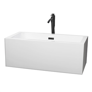 Pemberly Row 59.5&quot Acrylic Freestanding Bathtub in White/Black