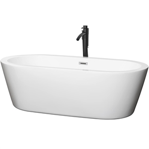 Pemberly Row 71&quot Acrylic Freestanding Bathtub with Faucet in White