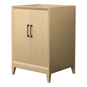 Pemberly Row 24&quot White Oak Single Vanity & No Top & No Sink & Black Trim