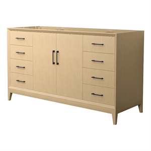 Pemberly Row 60&quot White Oak Single Vanity & No Top & No Sink & Black Trim