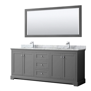 Pemberly Row 80&quot Square Sinks Wood Double Bathroom Vanity in Blue